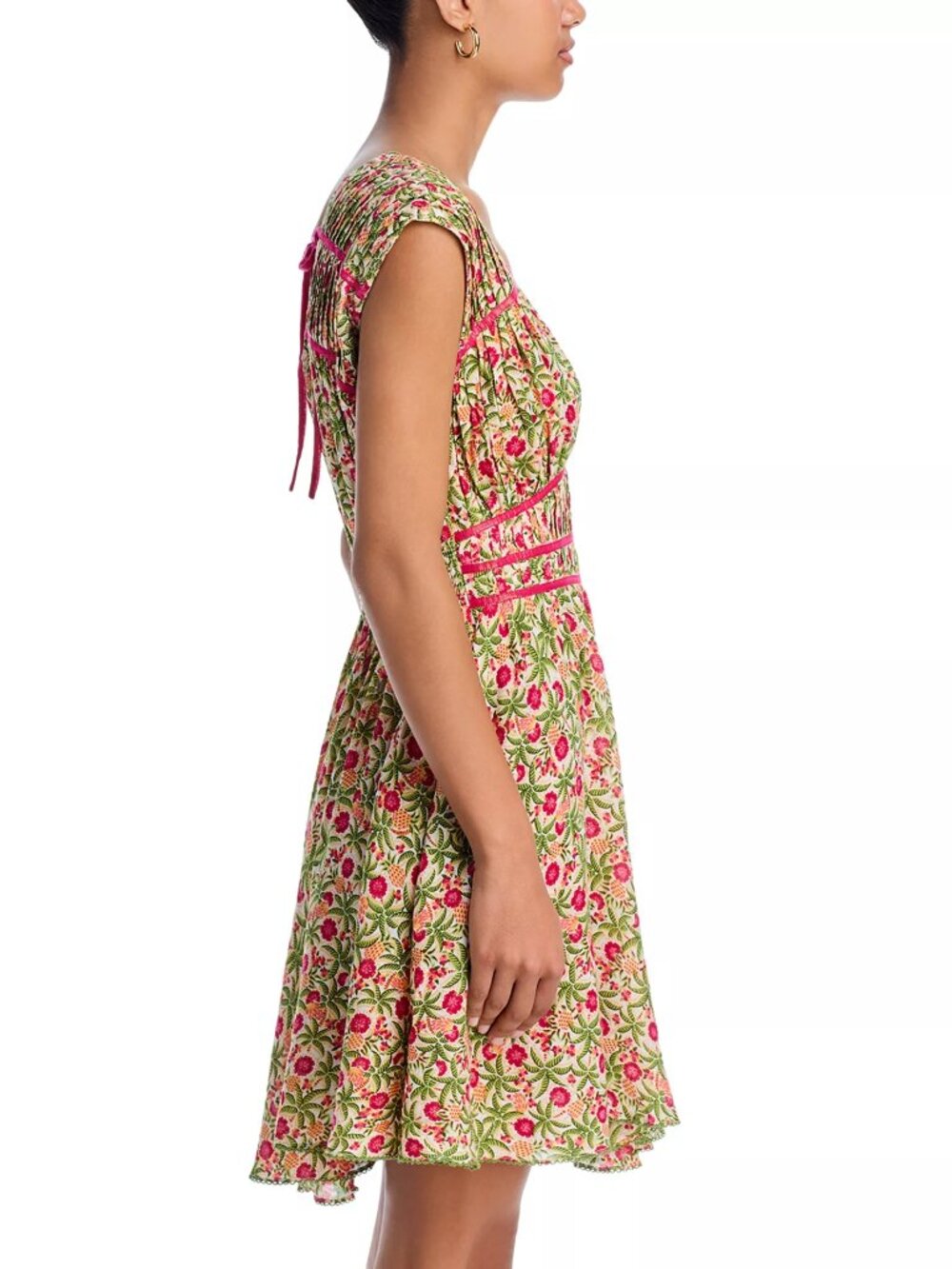 340$ Poupette St. Barth Ciao Allover Floral Print Mini Dress Size L Pink - Picture 4 of 4